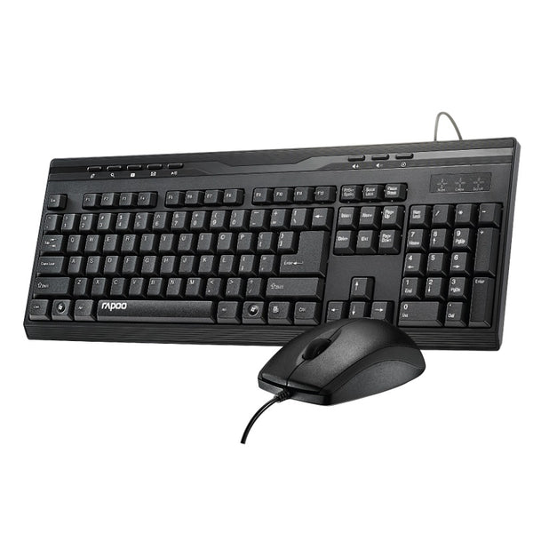  Rapoo Wired Keyboard Mouse Optical Combo - Black