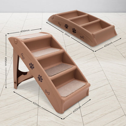 50Cm Foldable Step Ladder Stairs - Brown