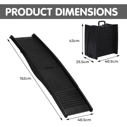 152cm portable dog pet ramp - black