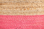 Dual Color Jute Pouf NAT/ Pink