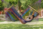 Queen Size Outdoor Cotton Mexican Resort Hammock With Fringe in Colorina Colour