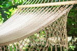 Queen Size Outdoor Cotton Mexican Resort Hammock With Fringe in Cream Colour