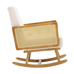 Rocking Chair Nursing Armchair Linen Accent Chairs PE Rattan Beige