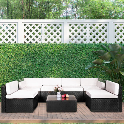 7pc Black PE Rattan Outdoor Sofa Furniture Garden Patio Set Black