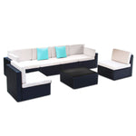 7pc Black PE Rattan Outdoor Sofa Furniture Garden Patio Set Black