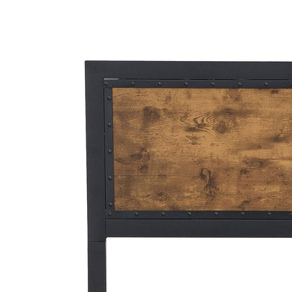 Rustic Metal Bed Frame with 4 Drawers - Stylish and Space-Saving