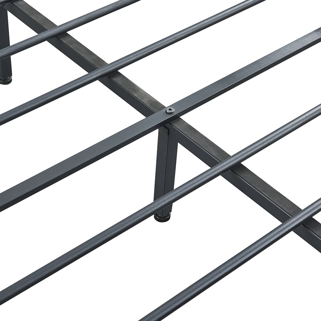 Rustic Metal Bed Frame with 4 Drawers - Stylish and Space-Saving