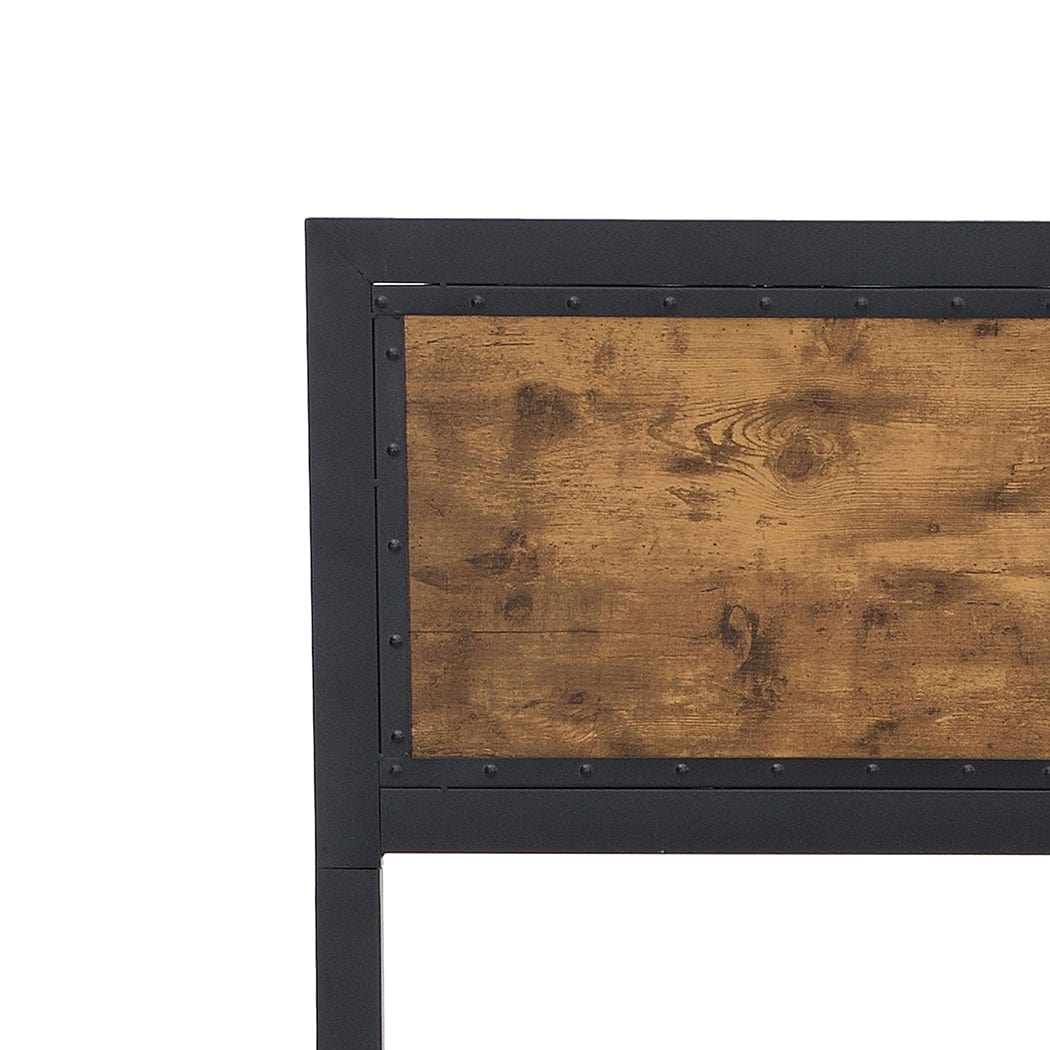 Rustic Metal Bed Frame with 4 Drawers - Stylish and Space-Saving