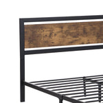 Rustic Wooden Industrial Metal Bed Frame for Double/Queen Mattress Base