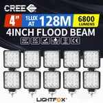 10x 4inch CREE LED Light Bar Flood Driving Work Lamp Offroad 4WD Reverse