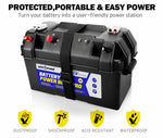 ATEM POWER 12V Battery Box Portable Deep Cycle AGM Batteries Quick Charge USB