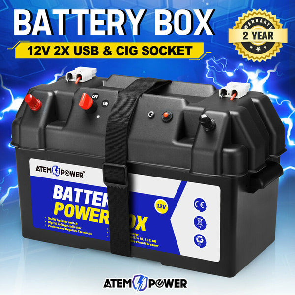 Battery Box 12V Quick Charge Portable Deep Cycle AGM Large Marine
