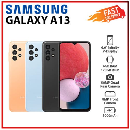  Samsung Galaxy A13 (6GB+128GB), Dual SIM- Black,Blue,Peach