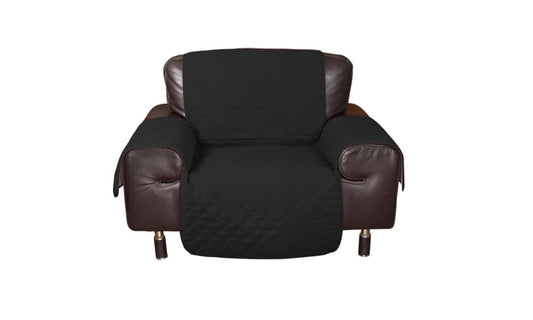 1 Seater Sofa Covers Quilted Couch Lounge Protectors Slipcovers Black