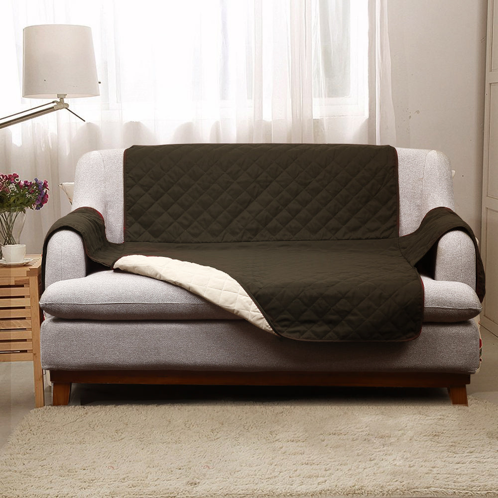2 Seater Sofa Covers Quilted Couch Lounge Protectors Slipcovers Brown