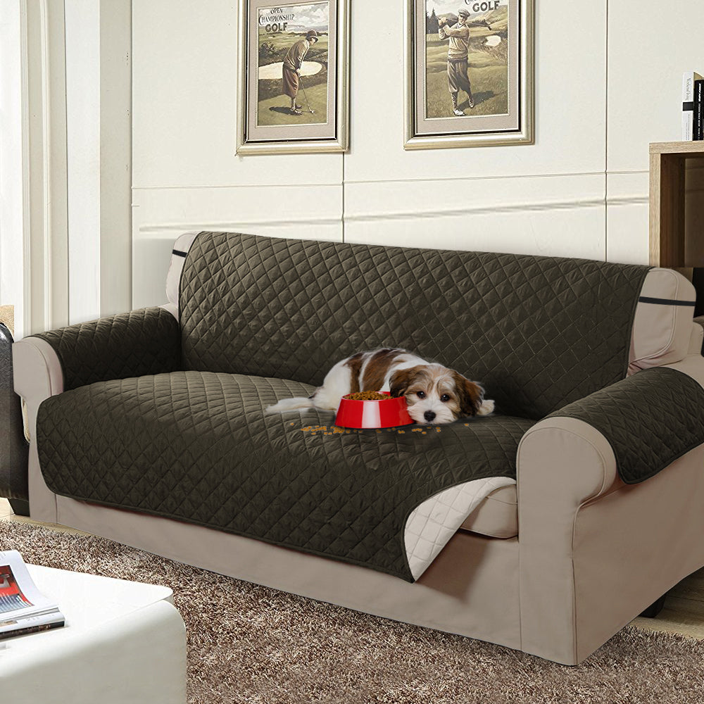 3 Seater Sofa Covers Quilted Couch Lounge Protectors Slipcovers Brown