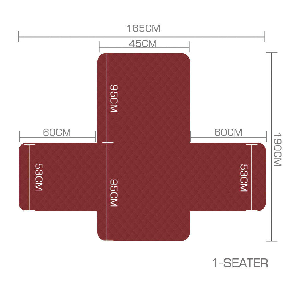 1 Seater Sofa Covers Quilted Couch Lounge Protectors Slipcovers Wine