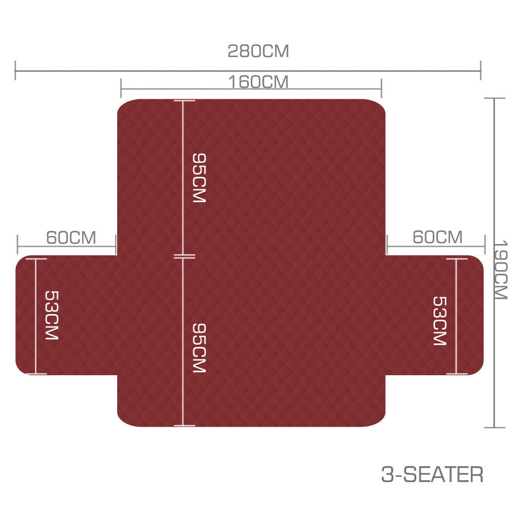 2 Seater Sofa Covers Quilted Couch Lounge Protectors Slipcovers Wine