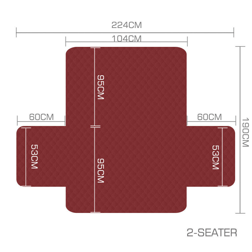 2 Seater Sofa Covers Quilted Couch Lounge Protectors Slipcovers Wine