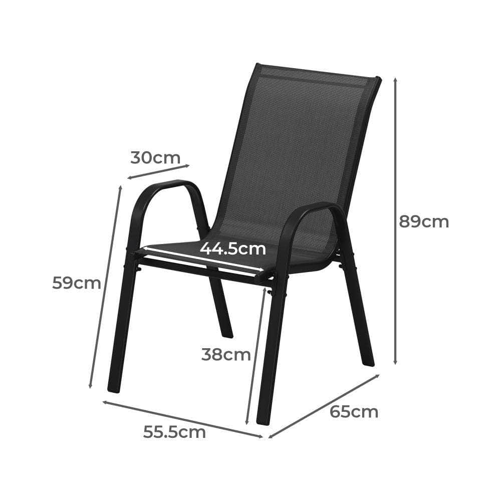 Set of 2 Outdoor Stackable Chairs Patio Furniture Lounge Chair Bistro Set