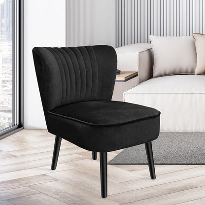Shell Scallop Design: Black Velvet Accent Chair for Stylish Home