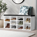 Shoe Bench 105cm Shoe Storage Cabinet Orgaiser Rack Storage Shelf Black and White