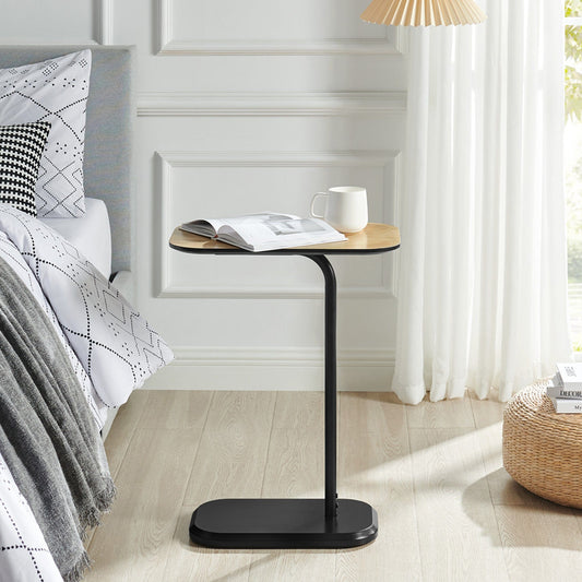Side Table in Black and Light Oak