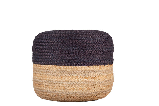 Dual Color Jute Pouf NAT/ Blue
