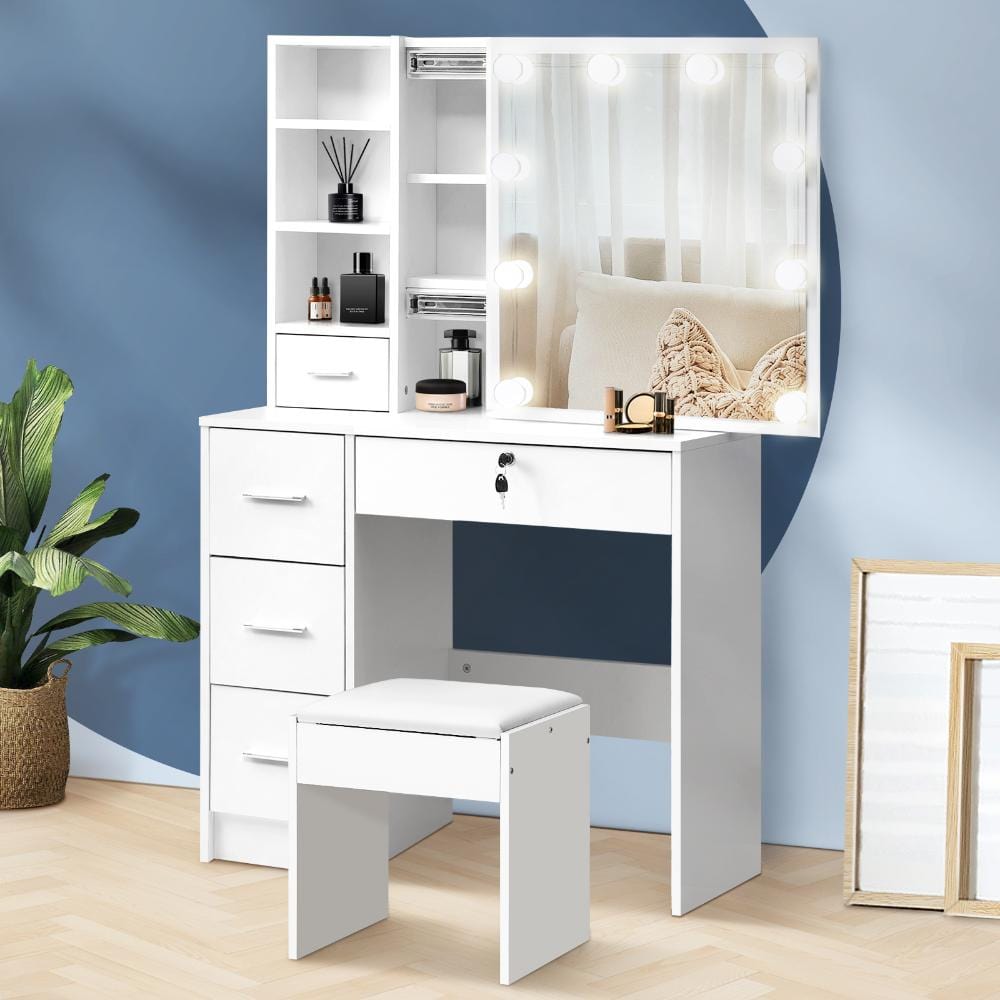 Sleek and Functional Dressing Table Stool Set: Makeup Essentials