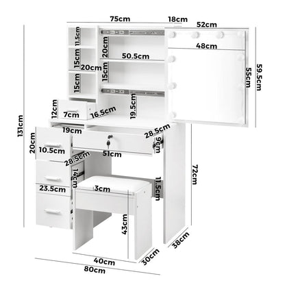 Sleek and Functional Dressing Table Stool Set: Makeup Essentials