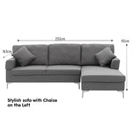 Linen Corner Sofa Couch Lounge L-Shape W/ Left Chaise D.Grey