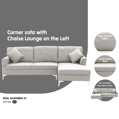 Linen Corner Sofa Couch Lounge L-shape w/ Left Chaise L.Grey