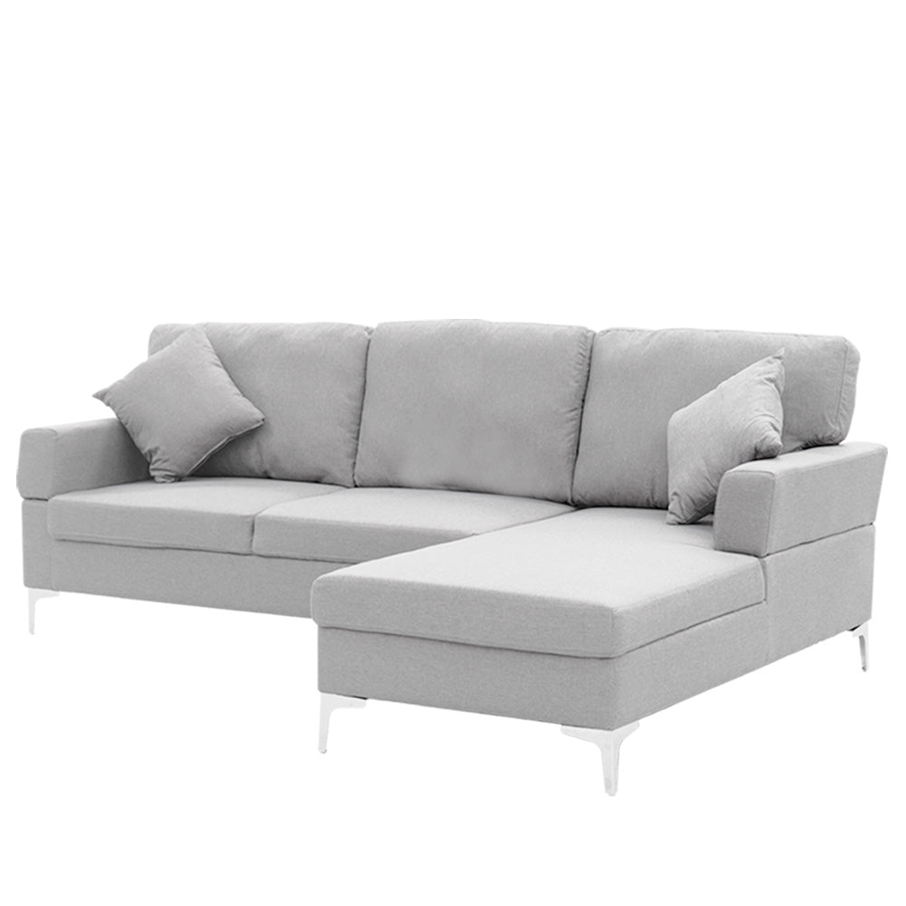 Linen Corner Sofa Couch Lounge L-shape w/ Left Chaise L.Grey