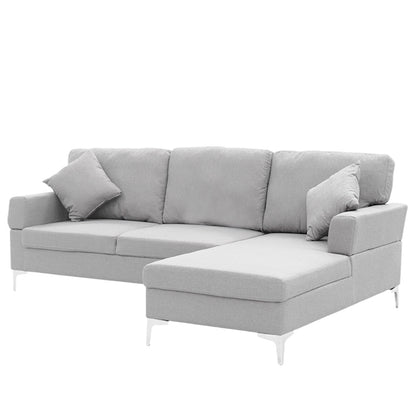 Linen Corner Sofa Couch Lounge L-shape w/ Left Chaise L.Grey