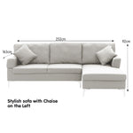 Linen Corner Sofa Couch Lounge L-shape w/ Left Chaise L.Grey