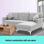Linen Corner Sofa Couch Lounge L-shape w/ Left Chaise L.Grey
