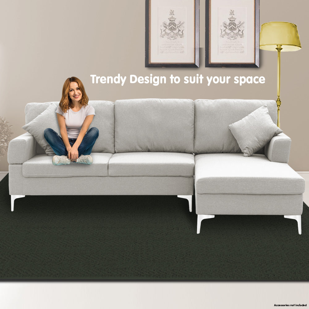 Linen Corner Sofa Couch Lounge L-shape w/ Left Chaise L.Grey
