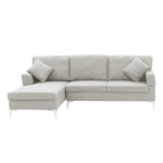 Linen Corner Sofa Couch Lounge with Chaise Seat Light Grey