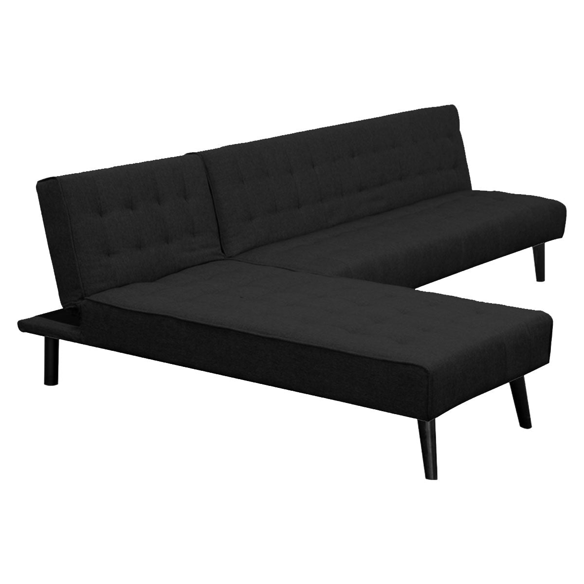 3-Seater Corner Sofa Bed Lounge Chaise Couch - Black