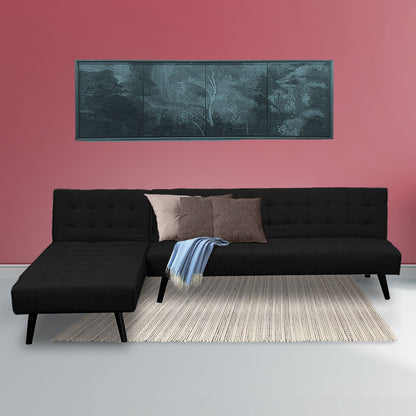 3-Seater Corner Sofa Bed Lounge Chaise Couch - Black