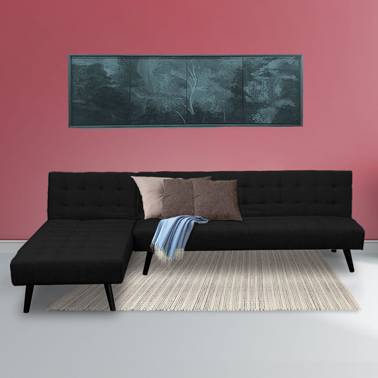 3-Seater Corner Sofa Bed Lounge Chaise Couch - Black