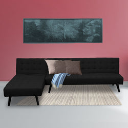 3-Seater Corner Sofa Bed Lounge Chaise Couch - Black