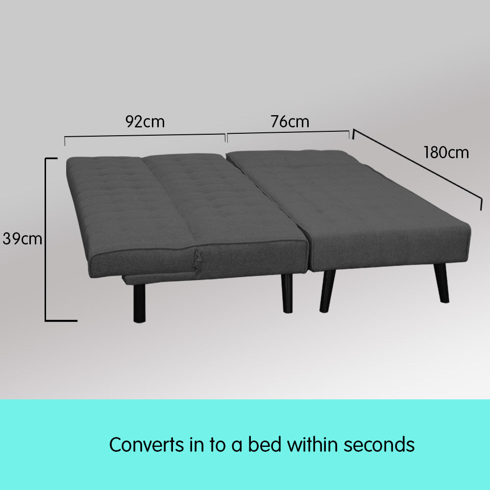 3-Seater Corner Sofa Bed with Lounge Chaise Couch Furniture Dark Grey