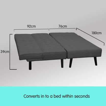 3-Seater Corner Sofa Bed with Lounge Chaise Couch Furniture Dark Grey