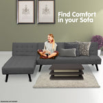3-Seater Corner Sofa Bed with Lounge Chaise Couch Furniture Dark Grey