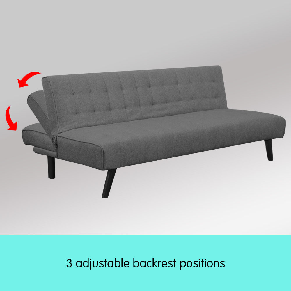 3-Seater Corner Sofa Bed with Lounge Chaise Couch Furniture Dark Grey