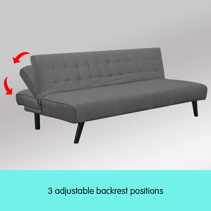 3-Seater Corner Sofa Bed with Lounge Chaise Couch Furniture Dark Grey