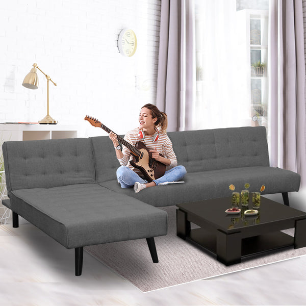  3-Seater Corner Sofa Bed with Lounge Chaise Couch Furniture Dark Grey