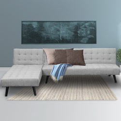 3-Seater Corner Sofa Bed with Lounge Chaise Couch Furniture Light Grey