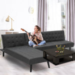 3-Seater Leather Sofa Bed Lounge Chaise Couch Furniture Black